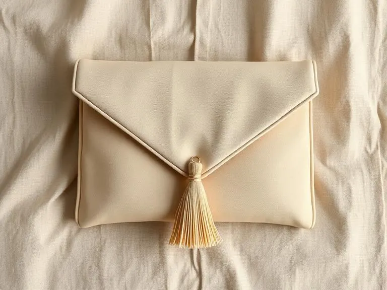 Clutch sobre de tela con borla decorativa